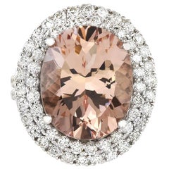 Atemberaubender natürlicher Morganit-Diamantring aus 14 Karat Weißgold 