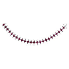 11.53ct Natural Ruby and 7.71ct Diamond Bracelet, 18k White Gold 