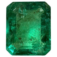 Grande émeraude de Zambie verte vibrante de 11,54 carats 15x12,5, taille émeraude de mai