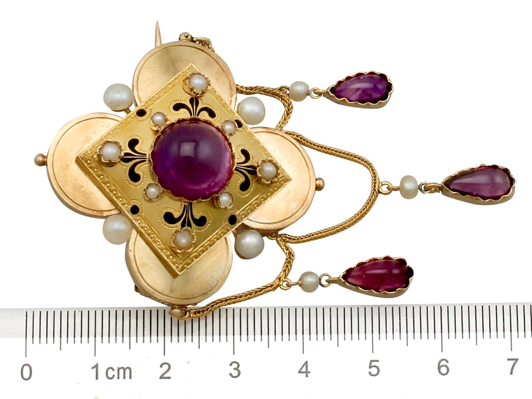 11.54 Carat Amethyst and Pearl Yellow Gold Jewelry Suite, Antique 6