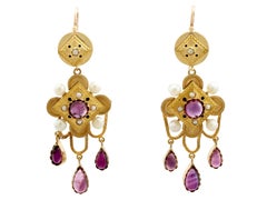 11.54 Carat Amethyst and Pearl Yellow Gold Jewelry Suite, Antique