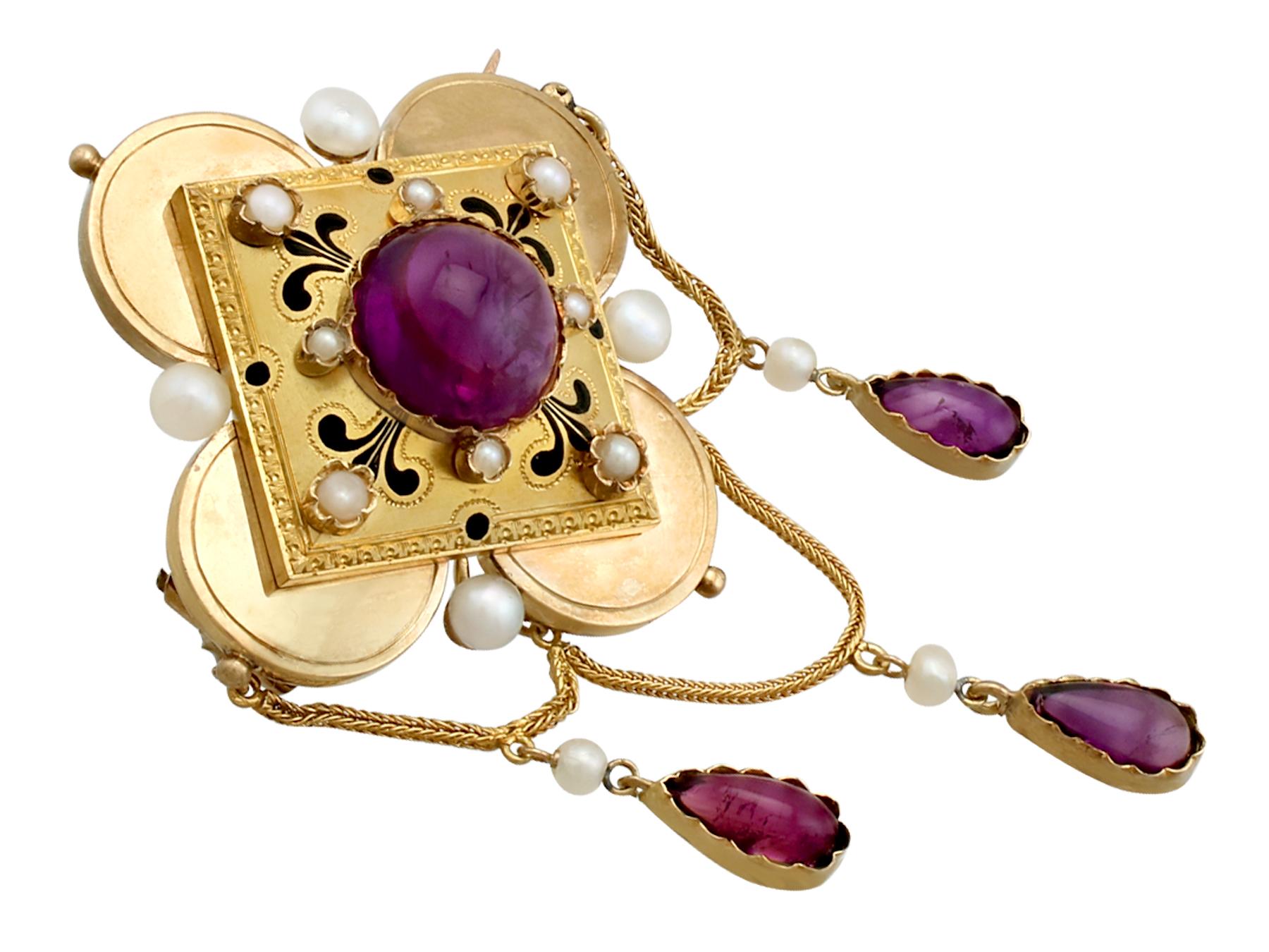 11.54 Carat Amethyst and Pearl Yellow Gold Jewelry Suite, Antique 1