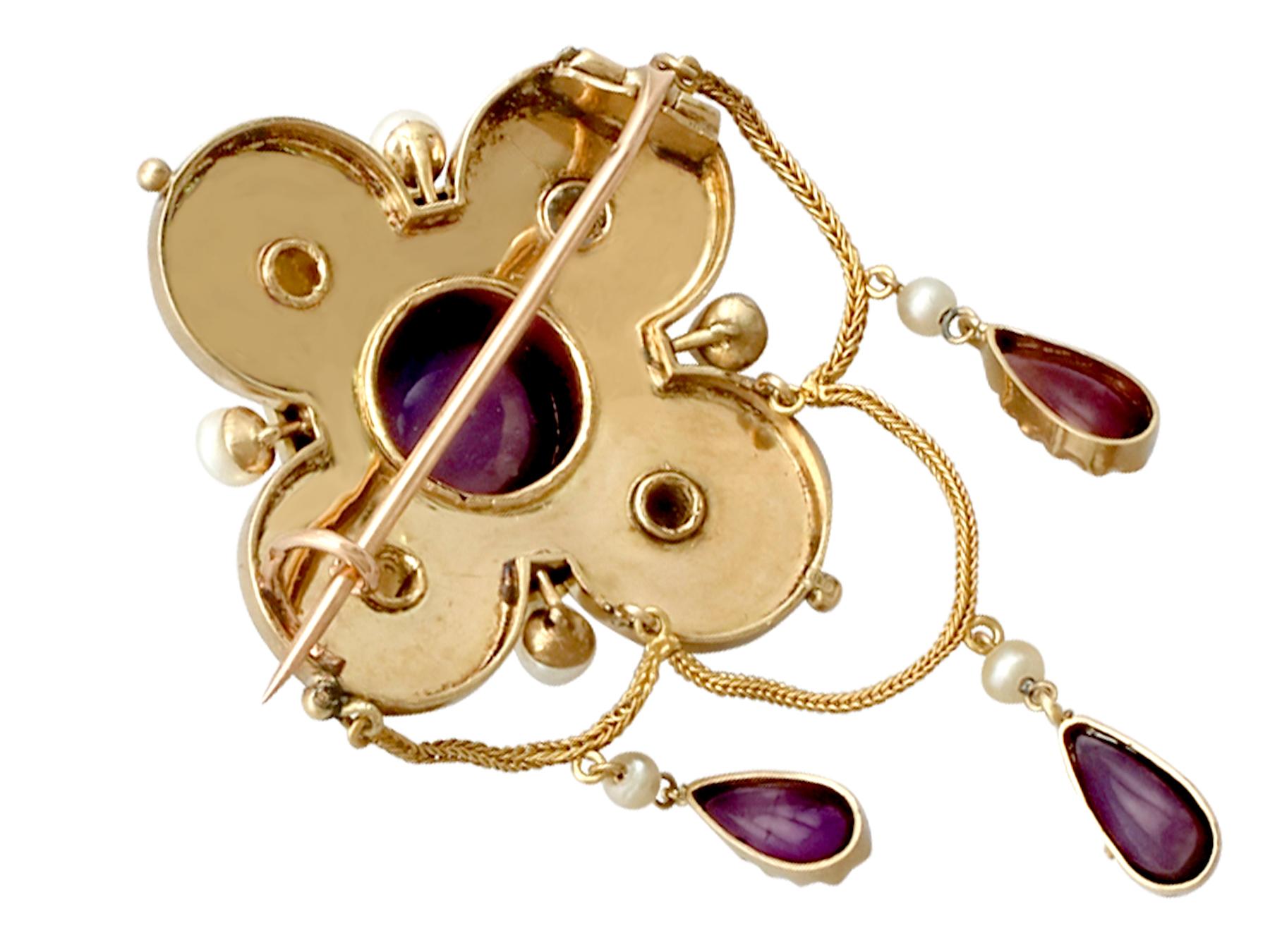 11.54 Carat Amethyst and Pearl Yellow Gold Jewelry Suite, Antique 3