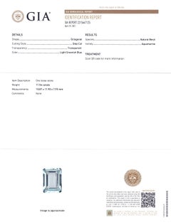 11.54 Carat Octagonal / Emerald Cut Aquamarine GIA Certified