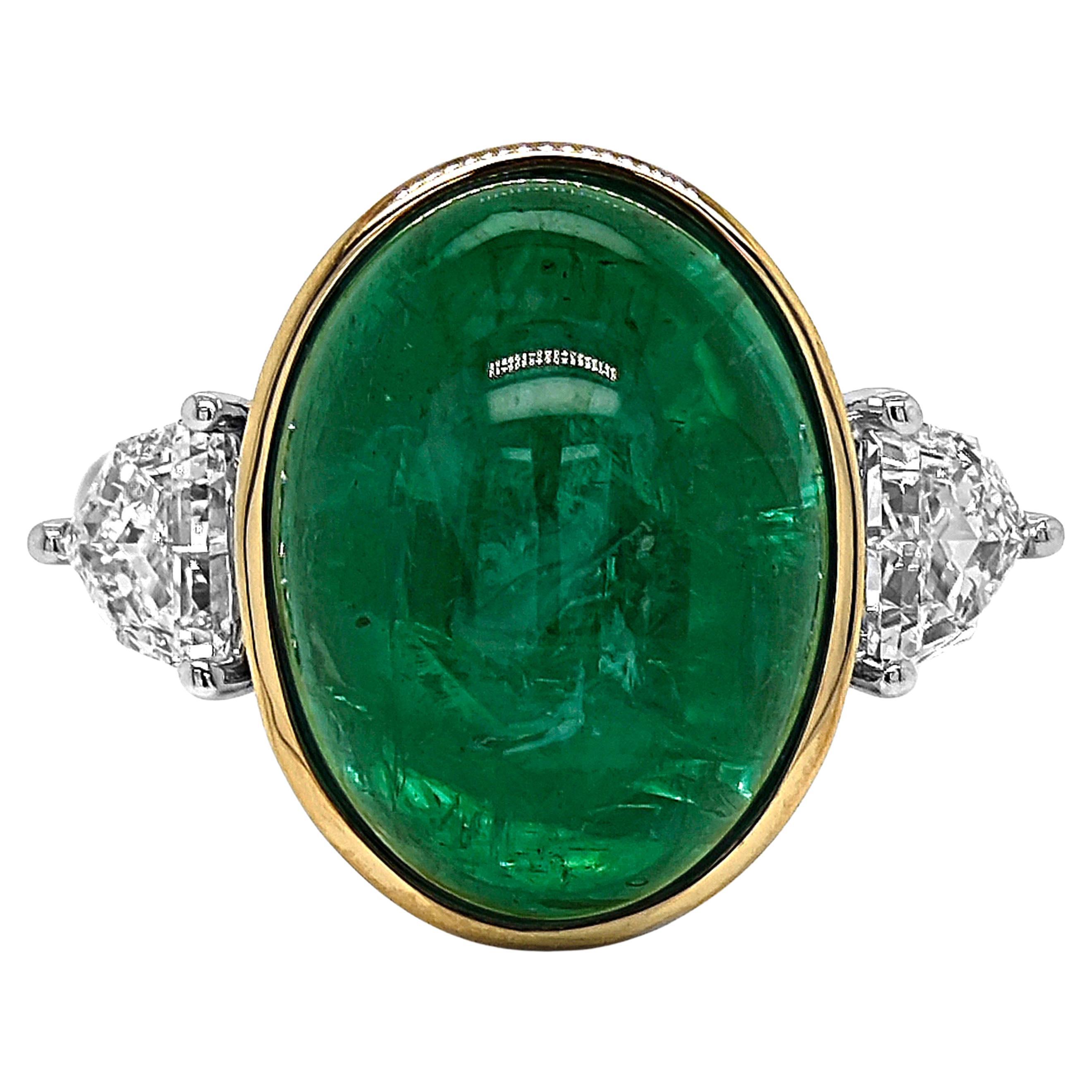 9.27 Carat Emerald and White Diamond White and Yellow Gold Ring