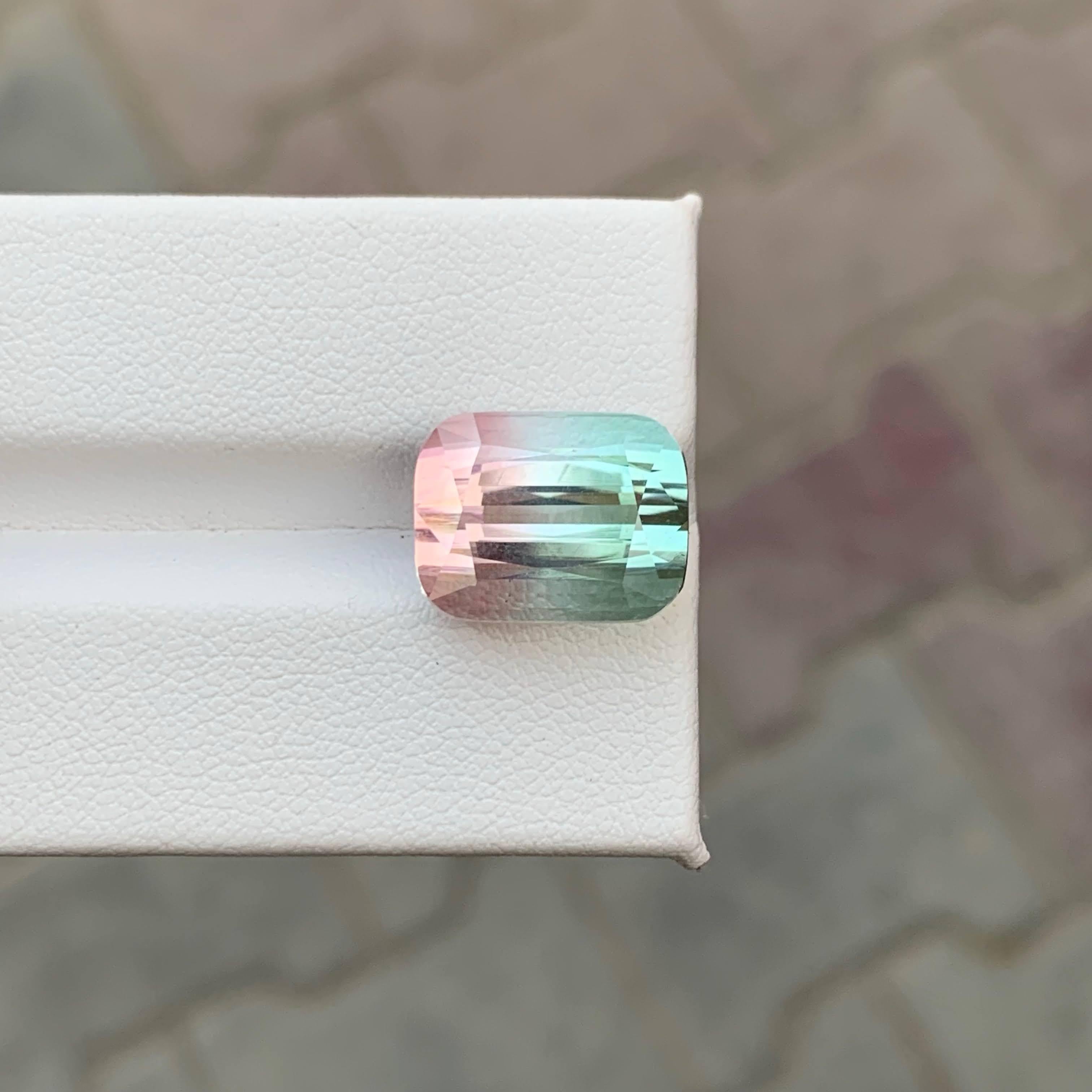 11.55 Carat Natural Loose Bi Color Watermelon Tourmaline Cushion Cut Afghan Gem For Sale 5