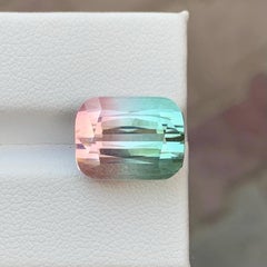 11.55 Carat Natural Loose Bi Color Watermelon Tourmaline Cushion Cut Afghan Gem