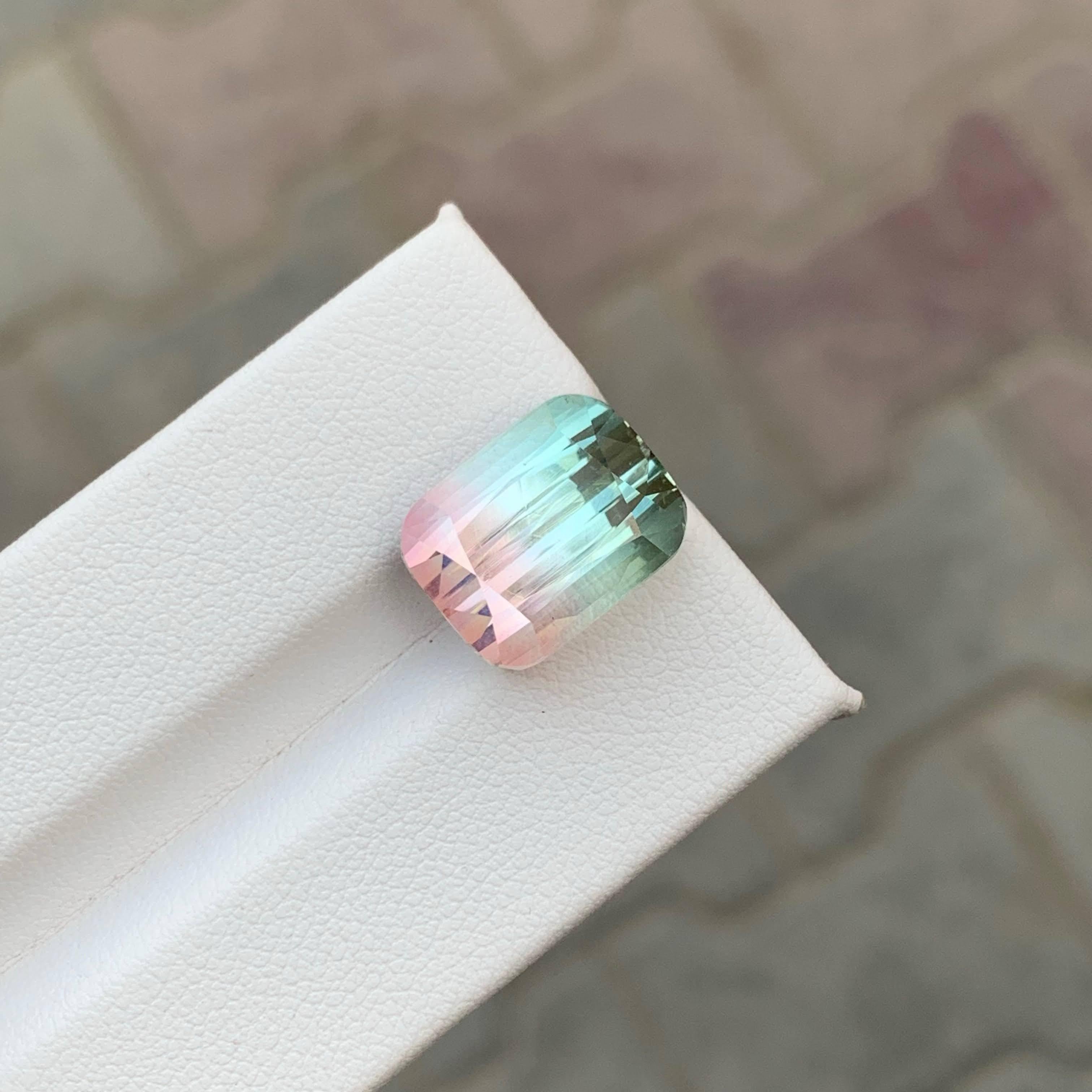 Women's or Men's 11.55 Carat Natural Loose Bi Color Watermelon Tourmaline Cushion Cut Afghan Gem For Sale