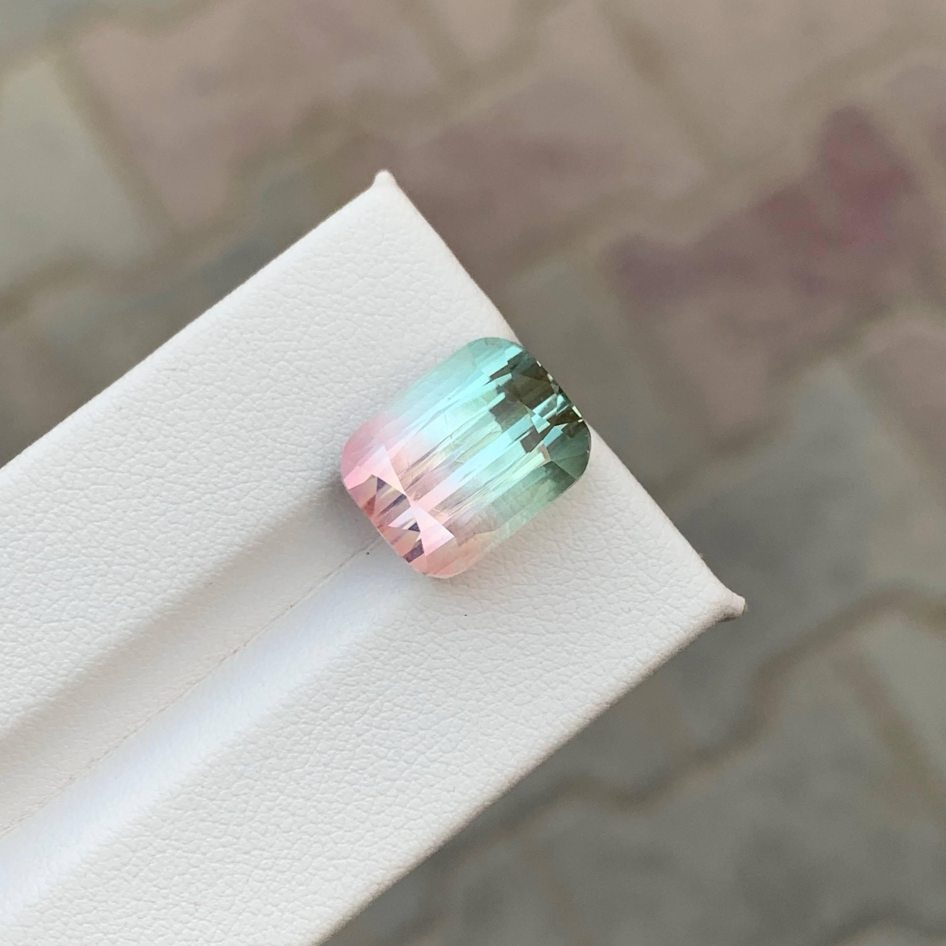 11.55 Carat Natural Loose Bi Color Watermelon Tourmaline Cushion Cut Afghan Gem For Sale 1