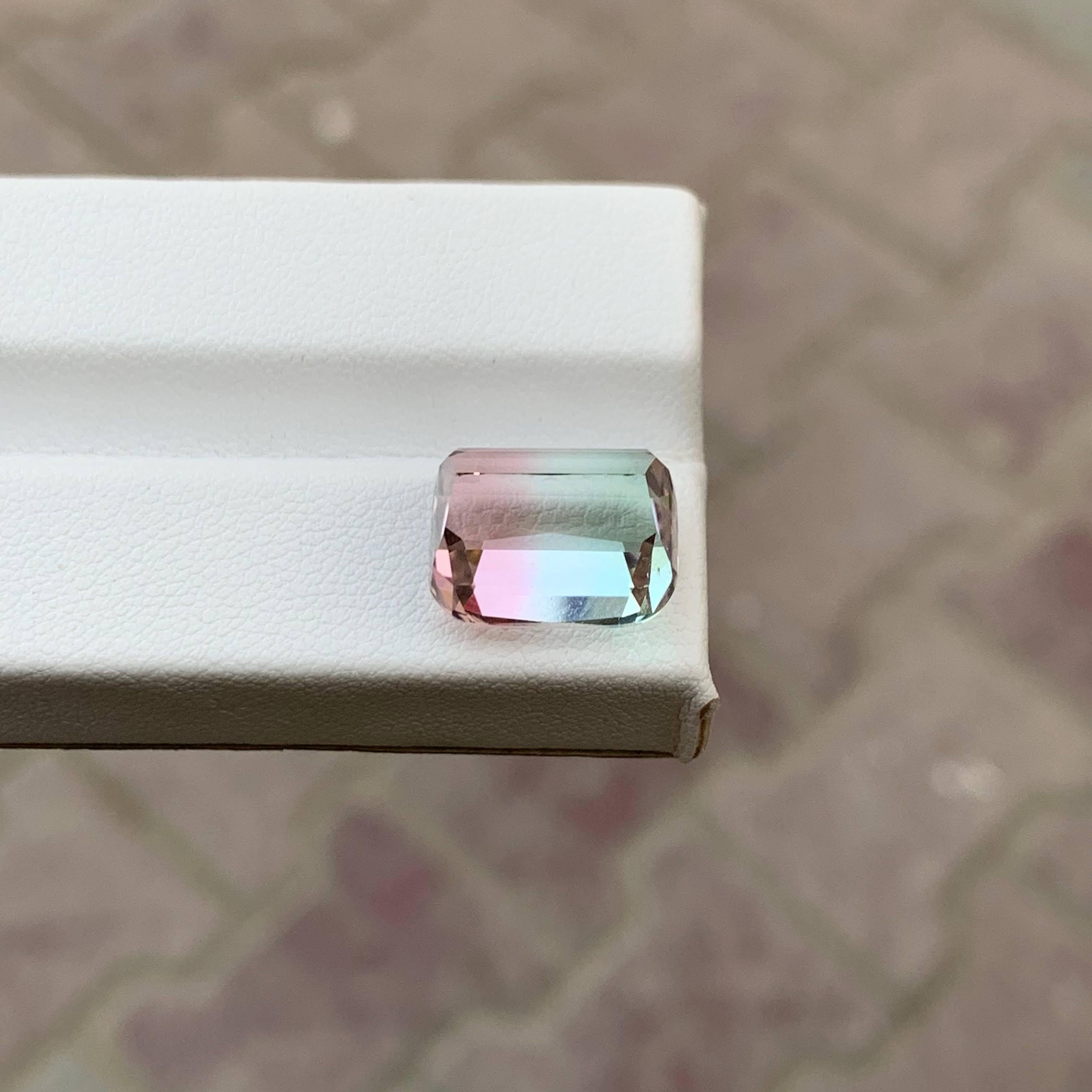 11.55 Carat Natural Loose Bi Color Watermelon Tourmaline Cushion Cut Afghan Gem For Sale 2