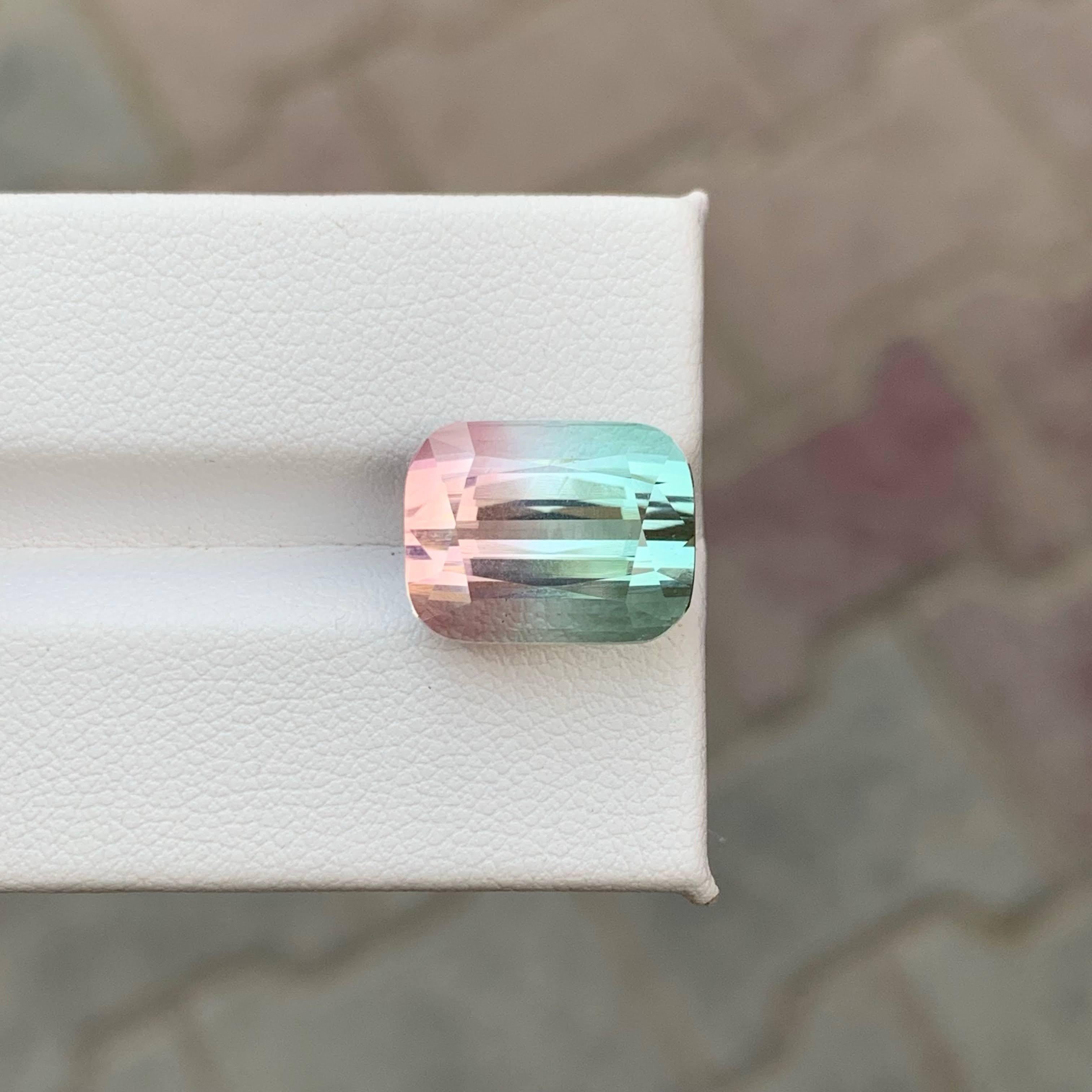 11.55 Carat Natural Loose Bi Color Watermelon Tourmaline Cushion Cut Afghan Gem For Sale 3