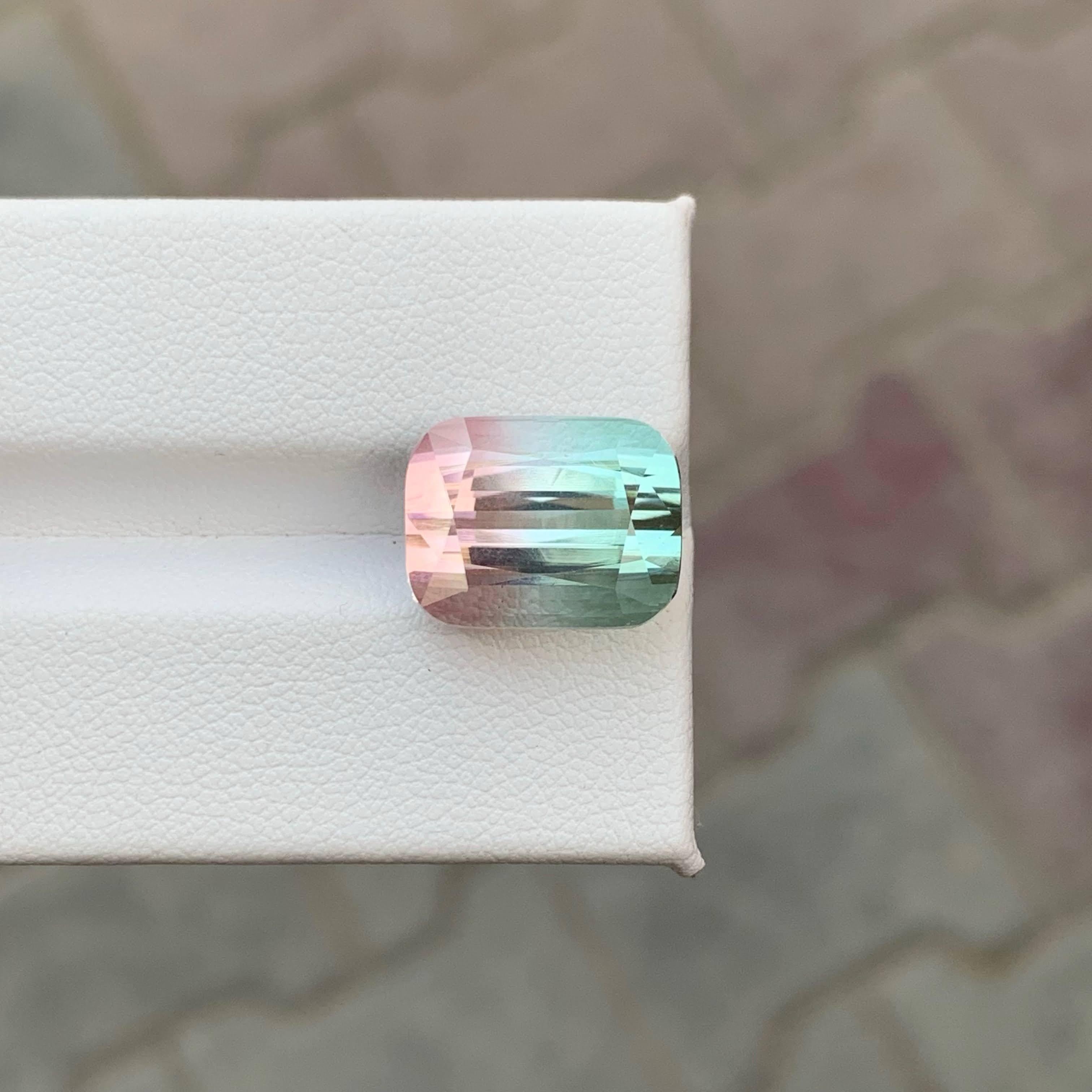 11.55 Carat Natural Loose Bi Color Watermelon Tourmaline Cushion Cut Afghan Gem For Sale 4
