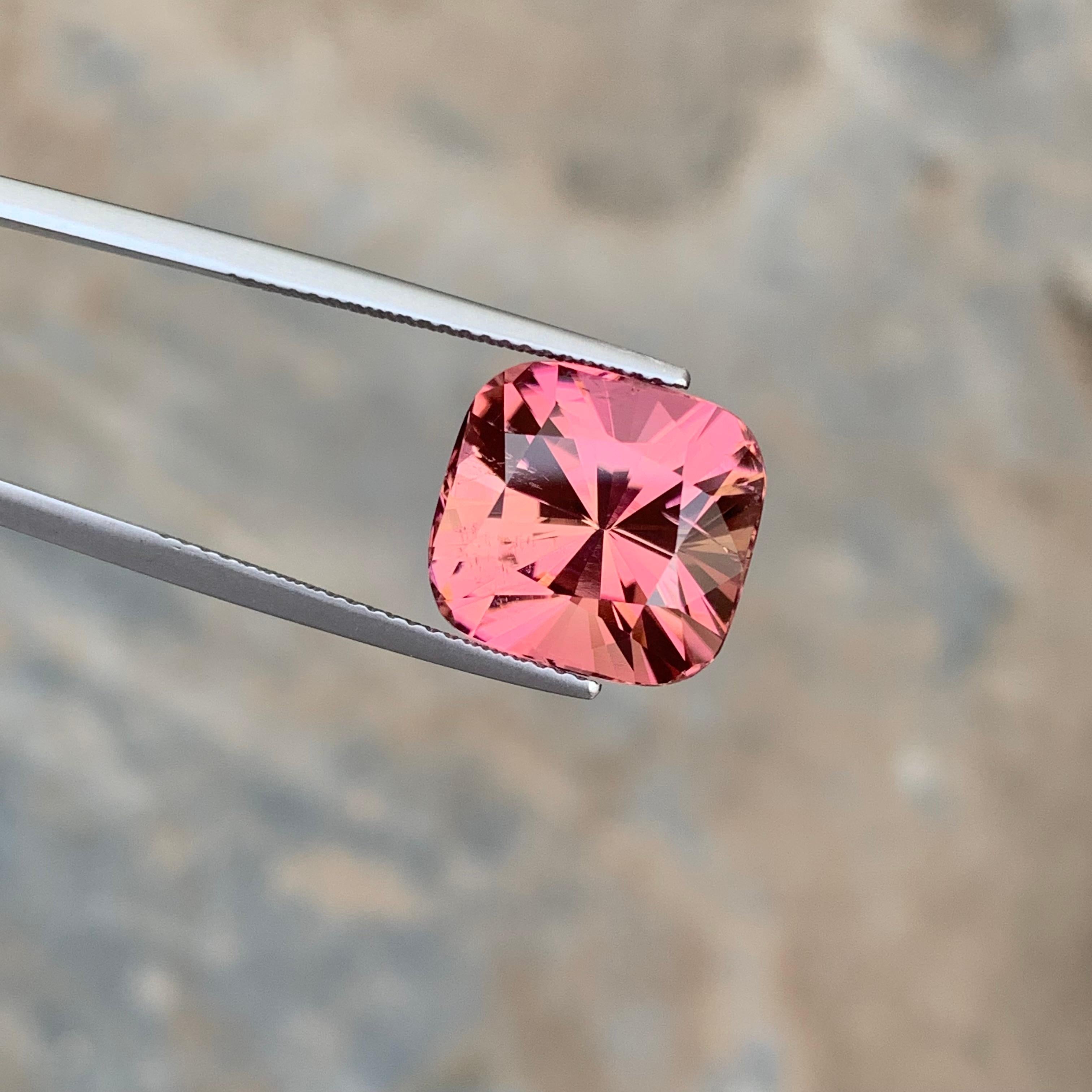 Cushion Cut 11.55 Carat Natural Loose Fancy Cut Pink Tourmaline Gemstone From Kunar Mine For Sale
