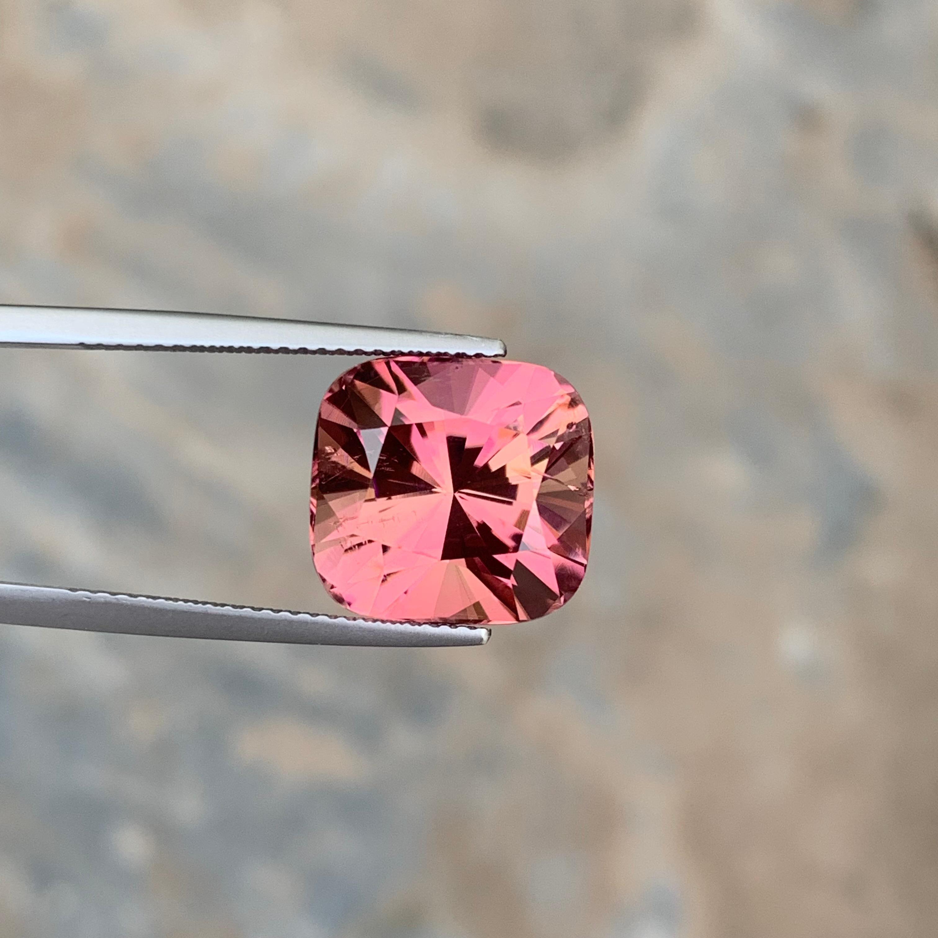 Women's or Men's 11.55 Carat Natural Loose Fancy Cut Pink Tourmaline Gemstone From Kunar Mine For Sale