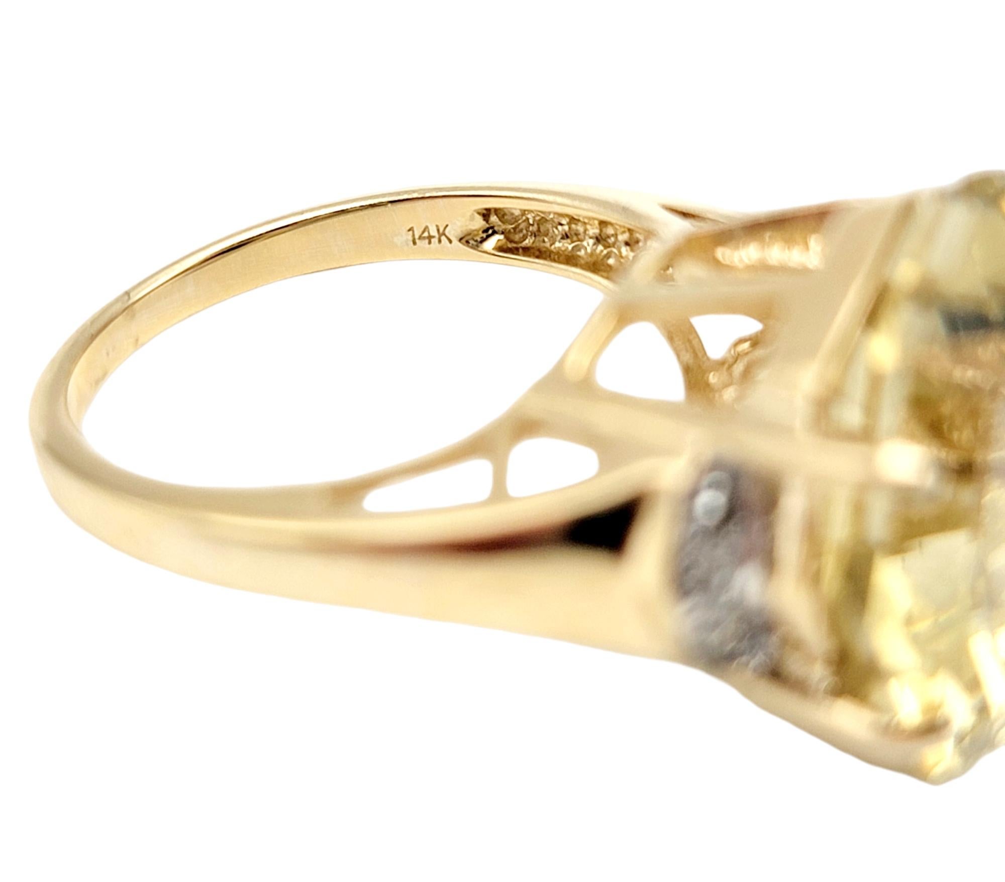 11,55 Karat Achteckschliff Citrin Solitär Cocktail-Ring mit Diamant-Akzenten 2