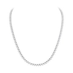 Collier tennis à 3 griffes en or blanc 18 carats avec diamants de 11,55 carats au total