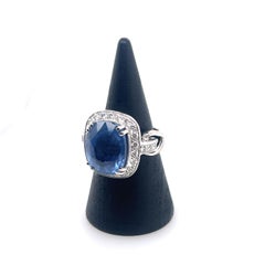 11.55ct Unheated Sri Lankan Sapphire and Diamond Ring with GRS Certificate