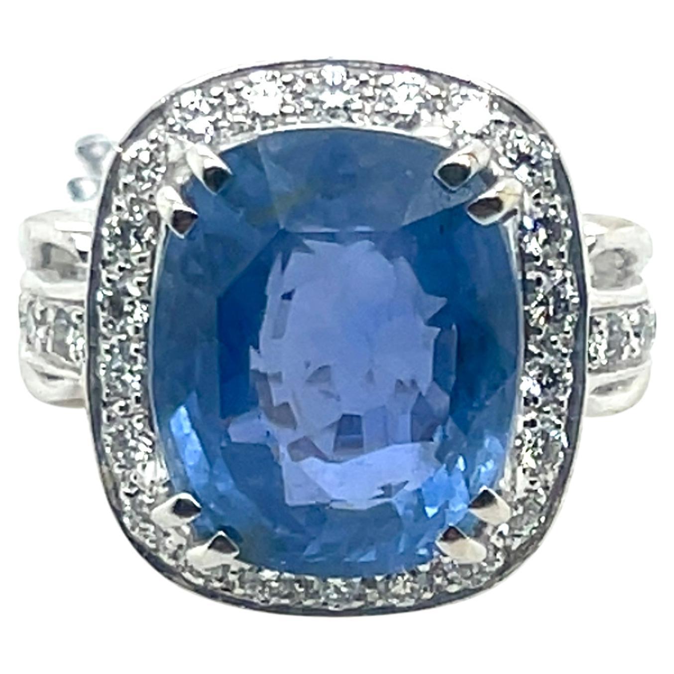 11.55ct Unheated Sri Lankan Sapphire and Diamond Ring with GRS Certificate