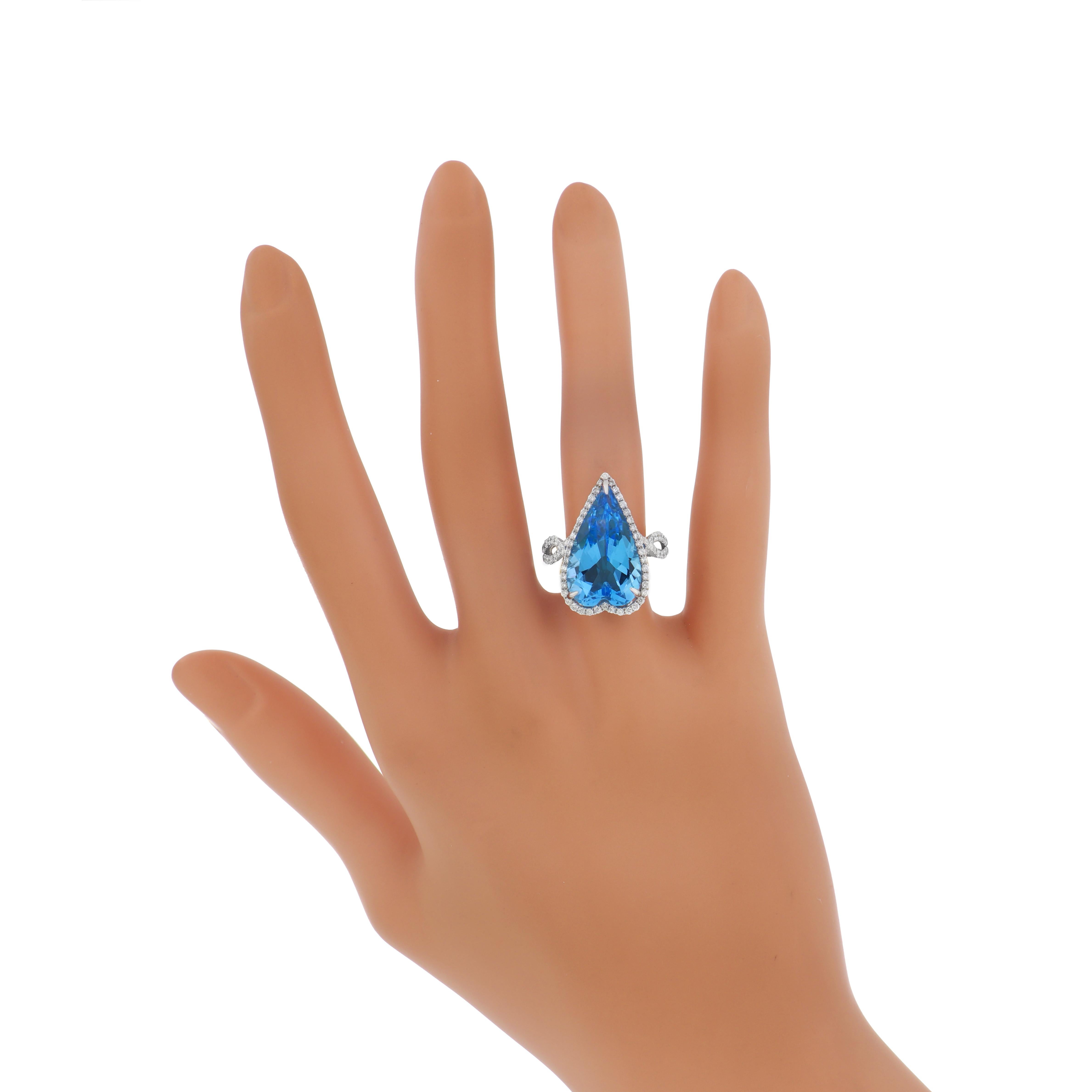 in vendita:  Anello a forma di cuore con topazio blu svizzero e diamanti da 11,55 carati in oro bianco 14 carati 8