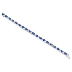 Roman Malakov 12.83 Carats Total Blue Sapphire & Diamond Tennis Bracelet