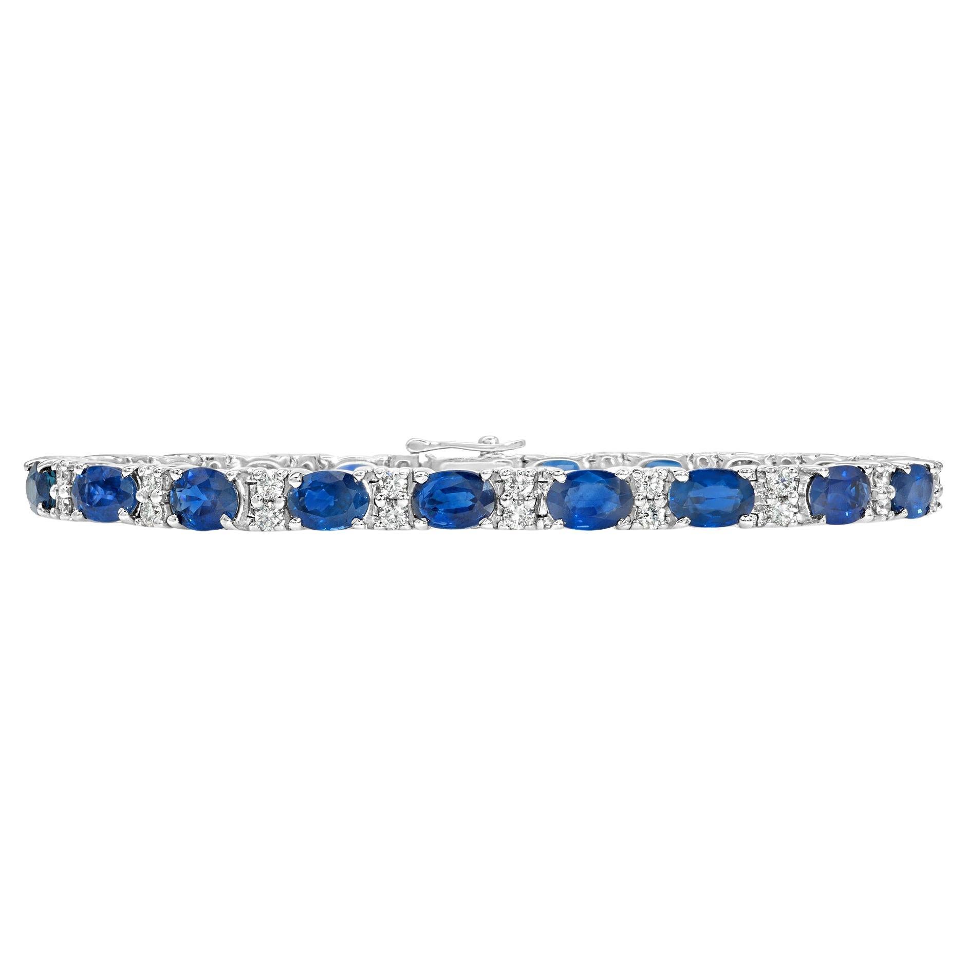 Roman Malakov Bracciale da tennis con zaffiro blu e diamanti da 12,83 carati totali