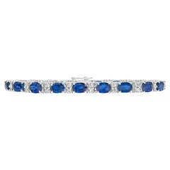 Roman Malakov 12.83 Carats Total Blue Sapphire & Diamond Tennis Bracelet