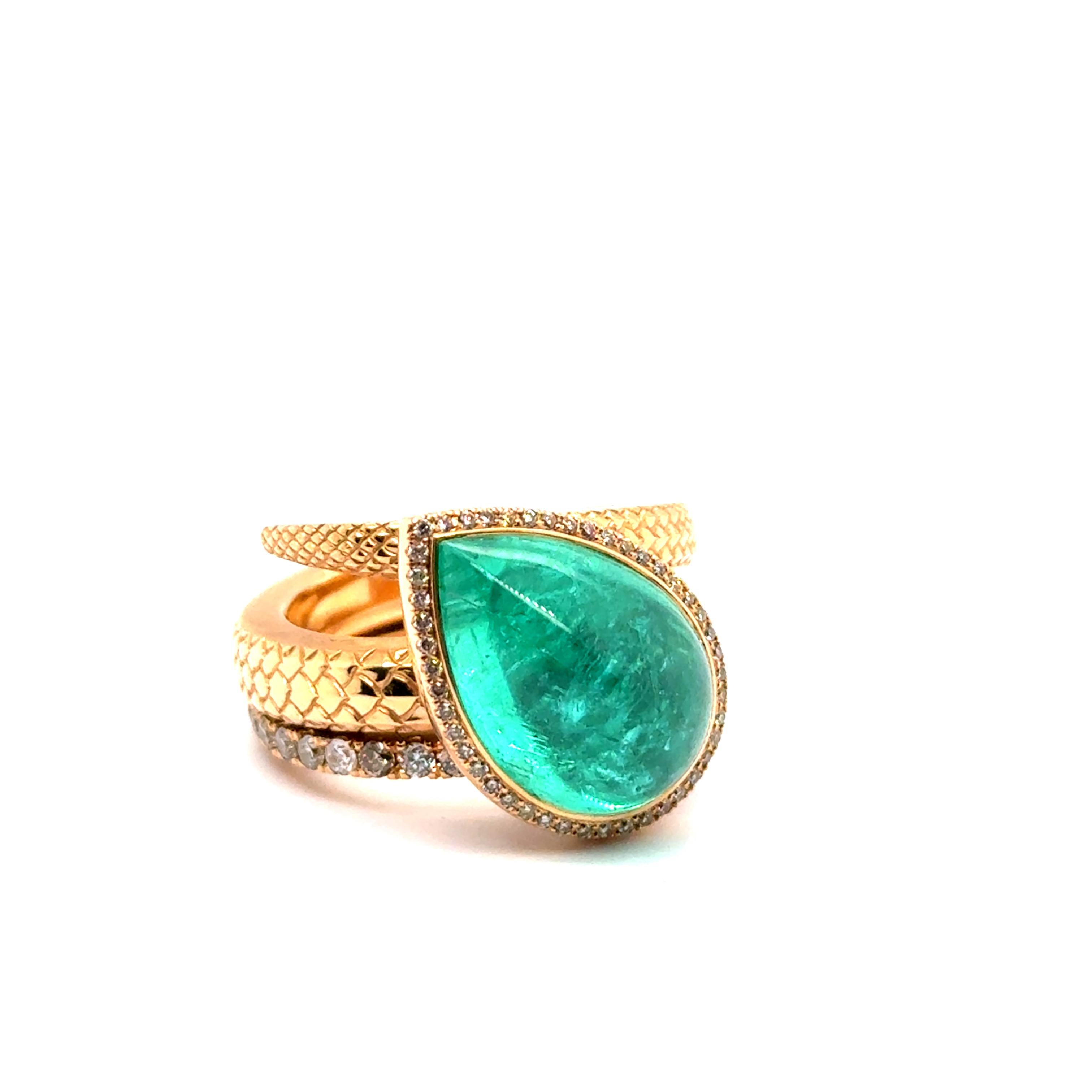 11.57 Carat Mozambique Paraiba Tourmaline & Diamond Ring in 18 Karat Red Gold 10