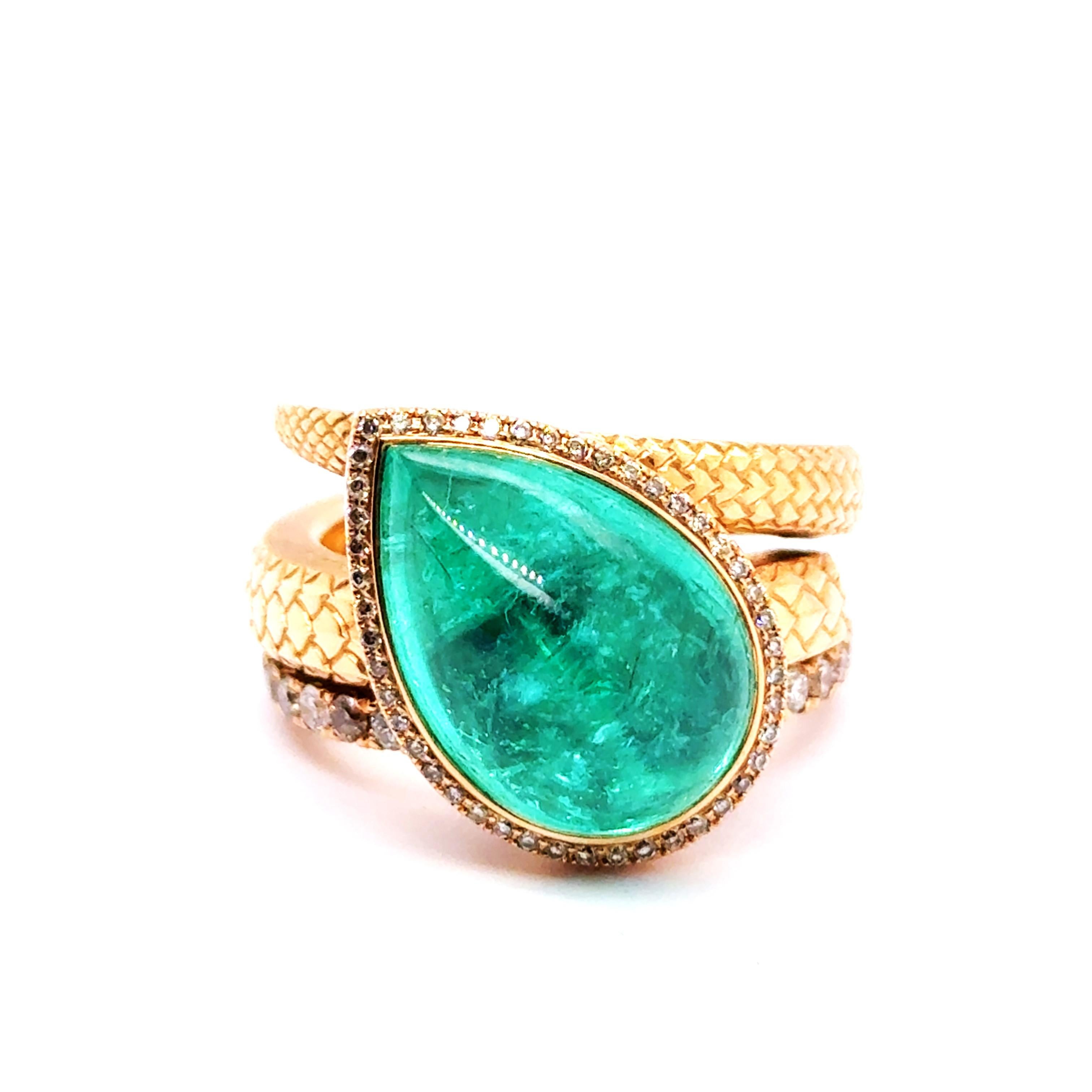 Women's or Men's 11.57 Carat Mozambique Paraiba Tourmaline & Diamond Ring in 18 Karat Red Gold
