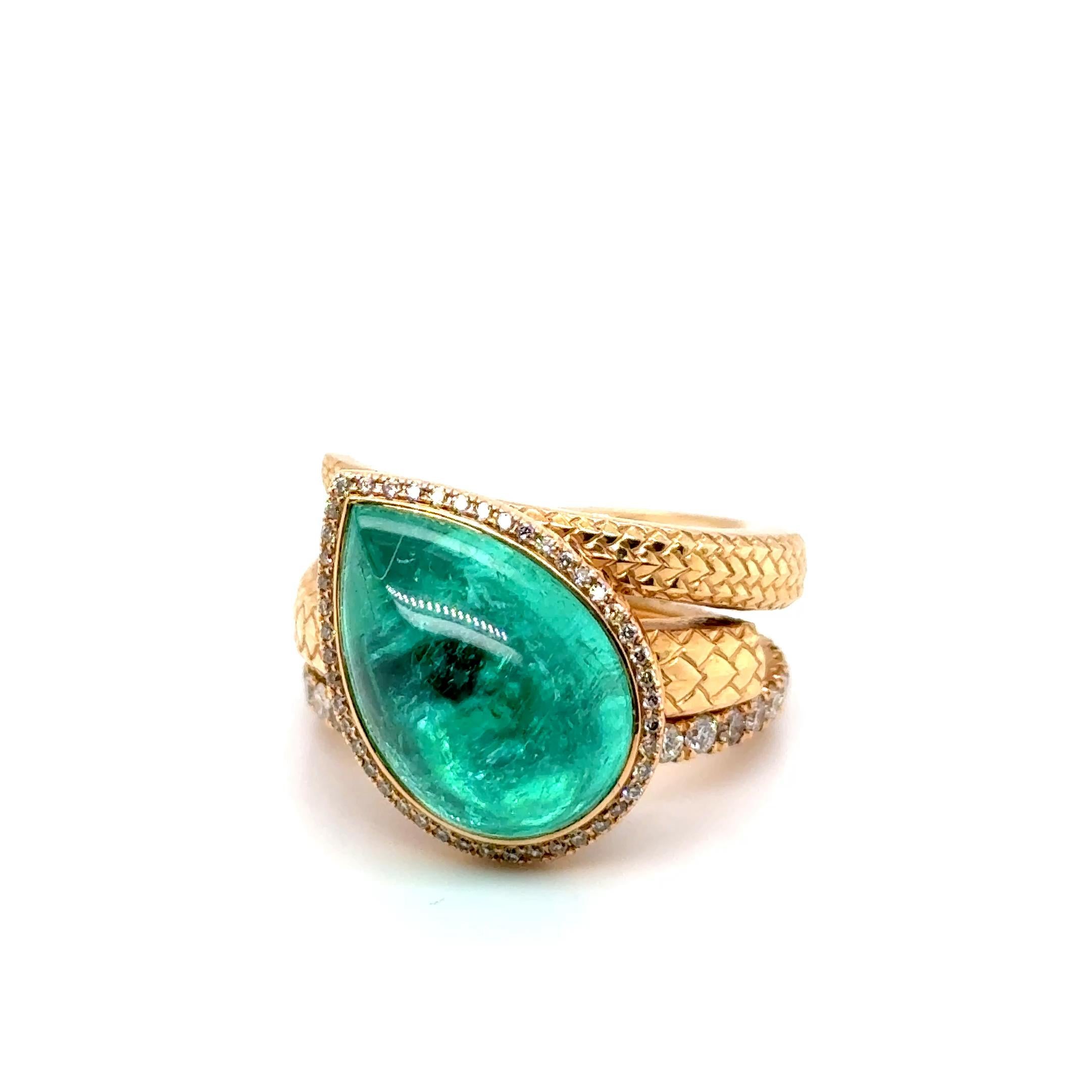 11.57 Carat Mozambique Paraiba Tourmaline & Diamond Ring in 18 Karat Red Gold 2