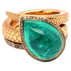 11.57 Carat Mozambique Paraiba Tourmaline & Diamond Ring in 18 Karat Red Gold