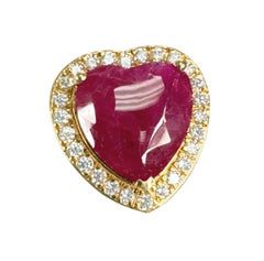 12.63 ctw Diamond & Heart-Shaped Ruby Halo Ring 18K Yellow Gold