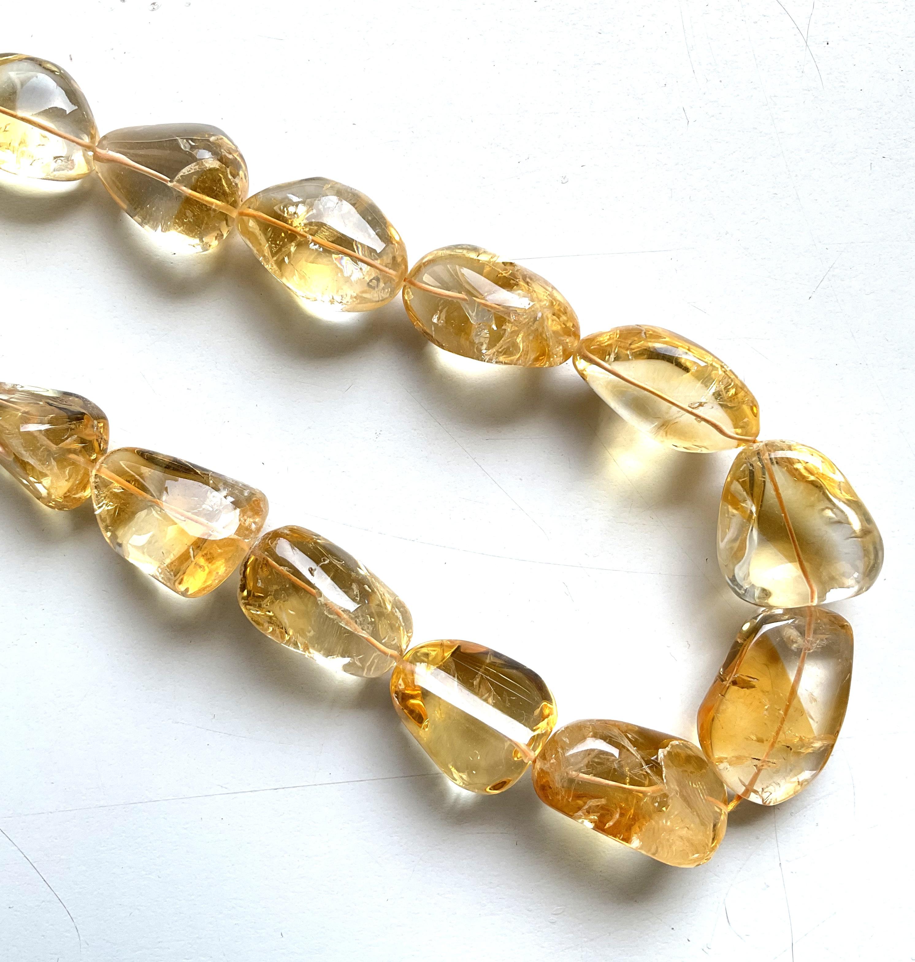 1157.00 carats big size citrine plain tumbled natural gemstone necklace In New Condition For Sale In Jaipur, RJ