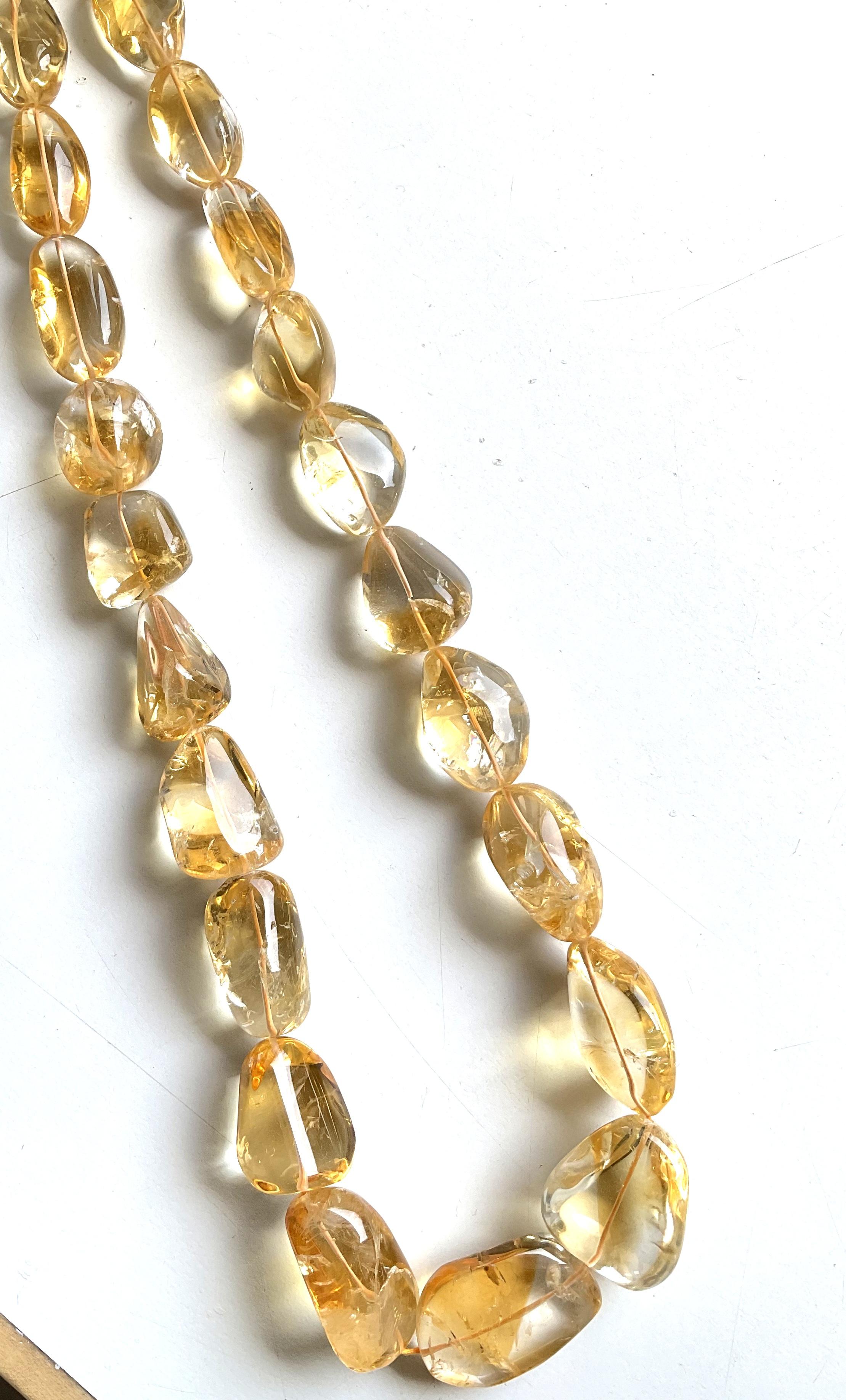 Women's or Men's 1157.00 carats big size citrine plain tumbled natural gemstone necklace For Sale