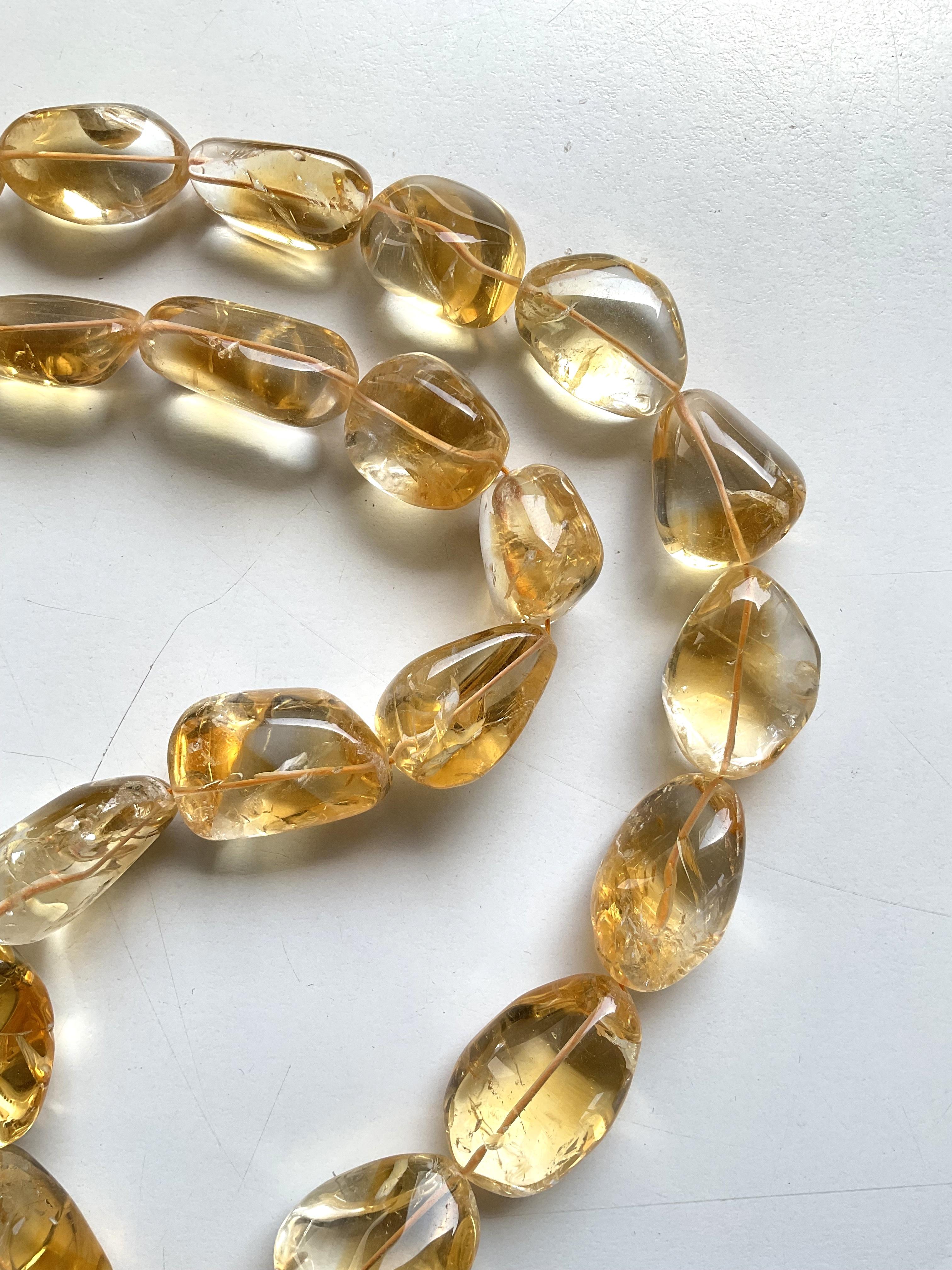 1157.00 carats big size citrine plain tumbled natural gemstone necklace For Sale 3