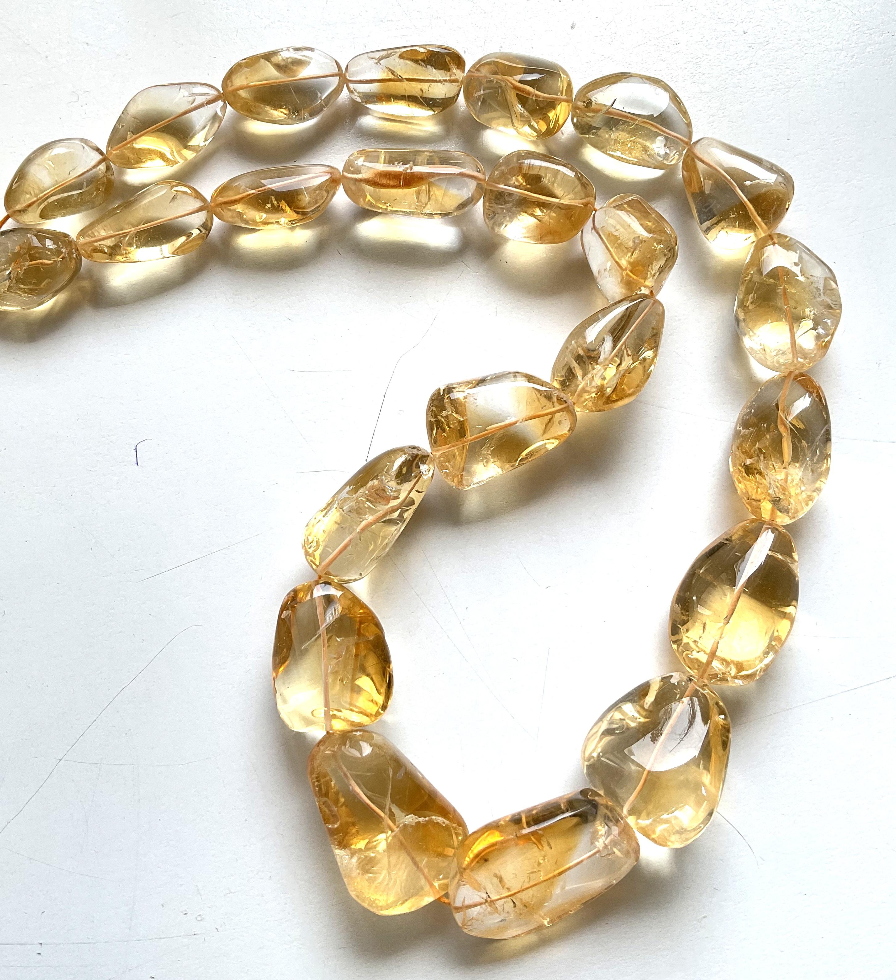 1157.00 carats big size citrine plain tumbled natural gemstone necklace For Sale 4