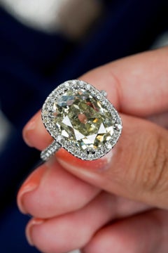 Natural 11.59 Carat Cushion Cut Diamond 18-Karat Engagement Ring In Stock