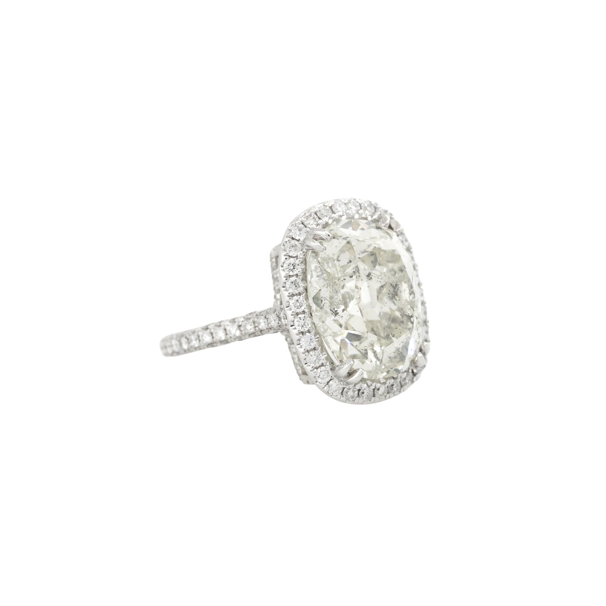 11.59 Carat Cushion Cut Diamond Engagement Ring 18 Karat in Stock For Sale 4