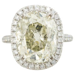 11.59 Carat Cushion Cut Diamond Engagement Ring 18 Karat in Stock