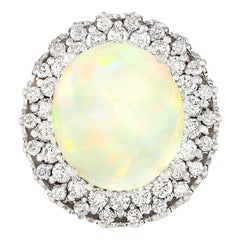 Opal Diamond Ring In 14 Karat White Gold 