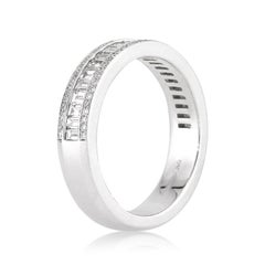 Banda de diamantes talla brillante redonda y baguette de 1,15 ct en oro blanco de 18k