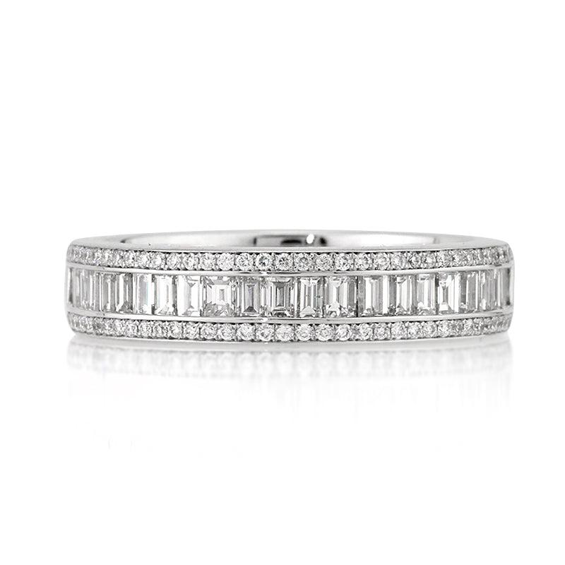 1.15ct Baguette and Round Brilliant Cut Diamond Band in 18k White Gold