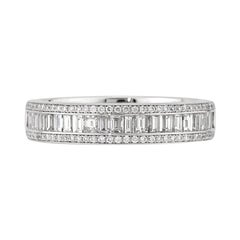 1.15ct Baguette and Round Brilliant Cut Diamond Band in 18k White Gold