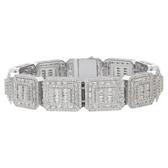 11.5Ct Baguette & Round Diamond Tennis Bracelet 18K Gold