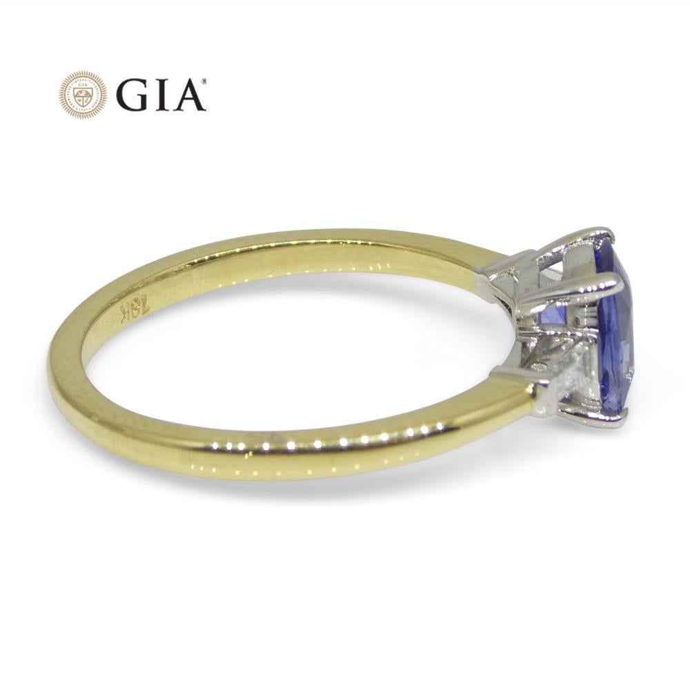 1.15ct Blue Sapphire & Diamond Statement or Engagement Ring in 18k Yellow Gold For Sale 7