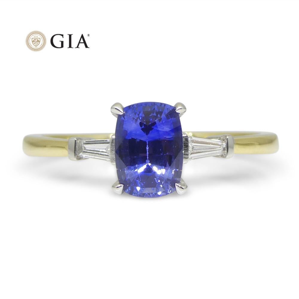 1.15ct Blue Sapphire & Diamond Statement or Engagement Ring in 18k Yellow Gold In New Condition For Sale In Toronto, Ontario