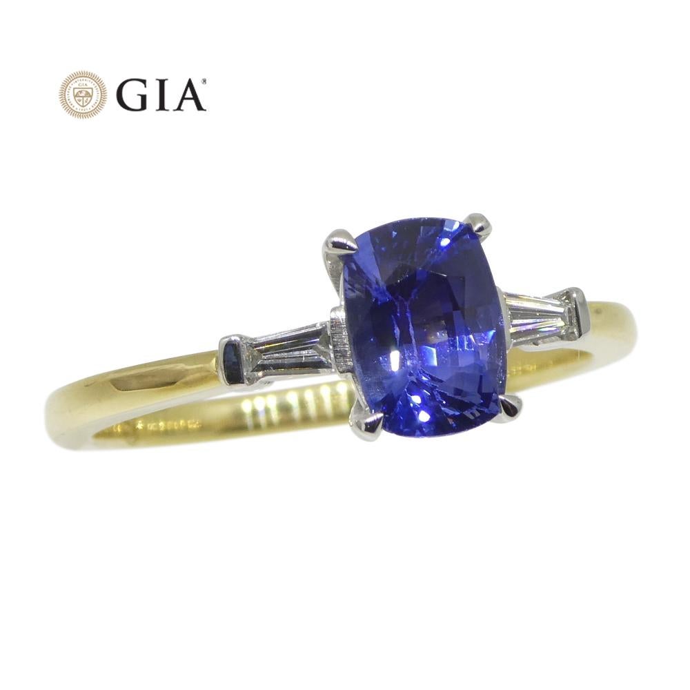 1.15ct Blue Sapphire & Diamond Statement or Engagement Ring in 18k Yellow Gold For Sale 3