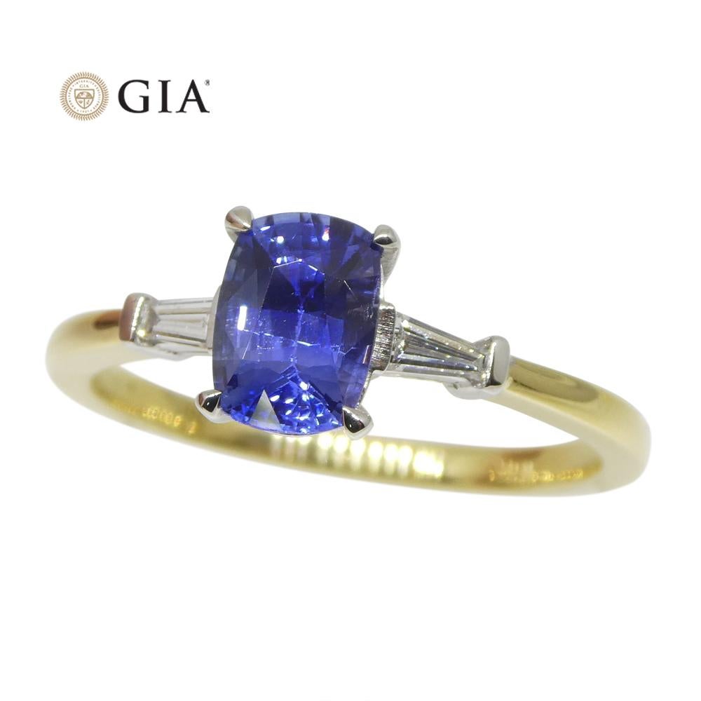 1.15ct Blue Sapphire & Diamond Statement or Engagement Ring in 18k Yellow Gold For Sale 4