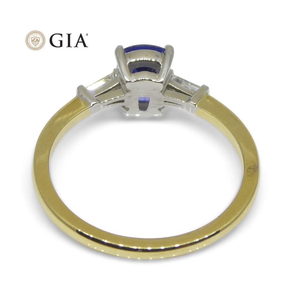 1.15ct Blue Sapphire & Diamond Statement or Engagement Ring in 18k Yellow Gold For Sale 5