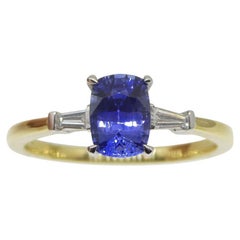 1.15ct Blue Sapphire & Diamond Statement or Engagement Ring in 18k Yellow Gold