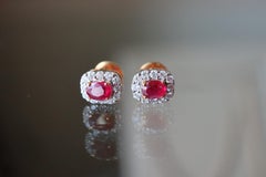 Pendiente de oro amarillo de 18 quilates con rubí de Birmania sin tratar de 1,15 quilates